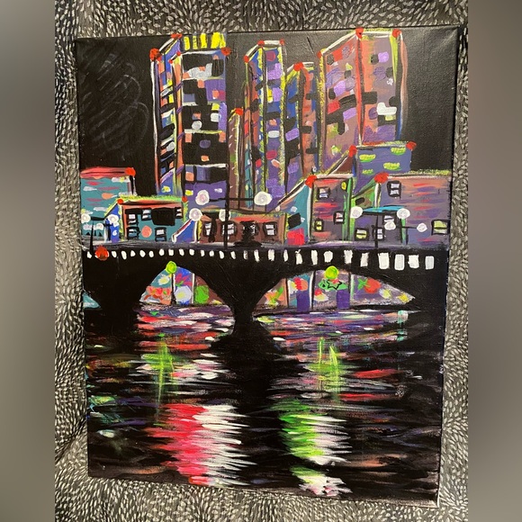 Hand Crafted Other - Midnight on the Themes (London) Painting